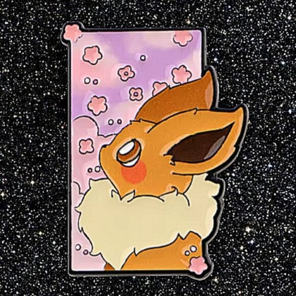 Pokemon Eevee Dreamy Portrait Enamel Pin Cute Pink Sakura Background Design - Picture 1 of 4